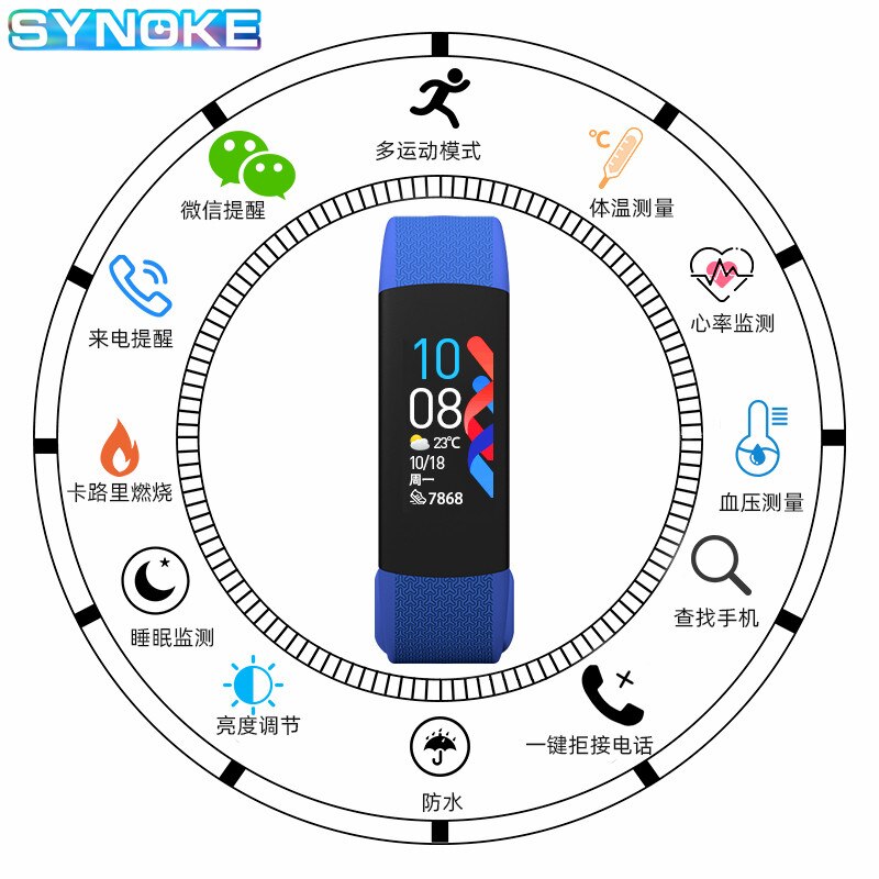Smart Band Fitness Tracker Body Temperature Measurement Pedometer Sport Bracelet Heart Rate Blood Pressure Smart Bracelet