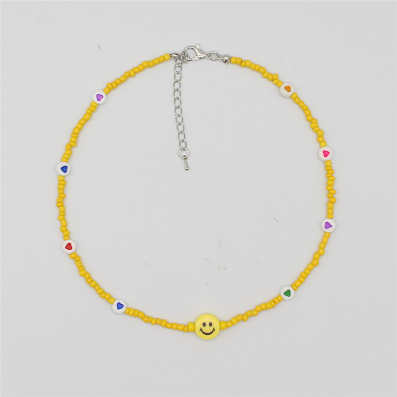 Bohemia Handmade Rainbow Beads Personality Random Color Heart Choker Necklace Women&#39;s Smiley Clavicle Collares Jewelry: 12