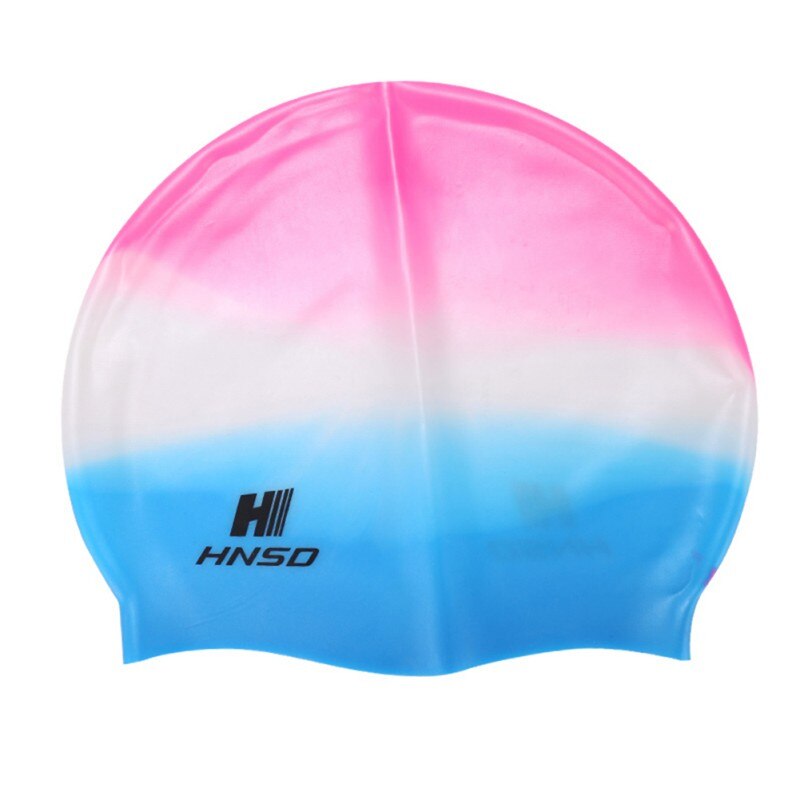 Sports Waterproof Silicone Elastic Protection Long Hair Sports Swimming Cap High Elastic Headless Swimming Hat: B