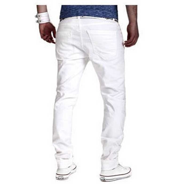 Pantalones vaqueros rotos para hombre, pantalón informal, color liso, Agujero Recto, Blanco lavado, temporada primavera Otoño,