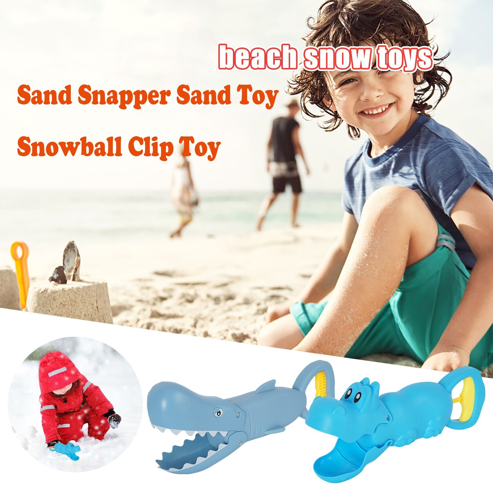 Grappig Strand Speelgoed Zand Snapper Zand Speelgoed Sneeuwbal Maker Clip Maker Zand Mold Tool Hippo/Shark-Vorm Outdoor zomer Zand Spelen Sets