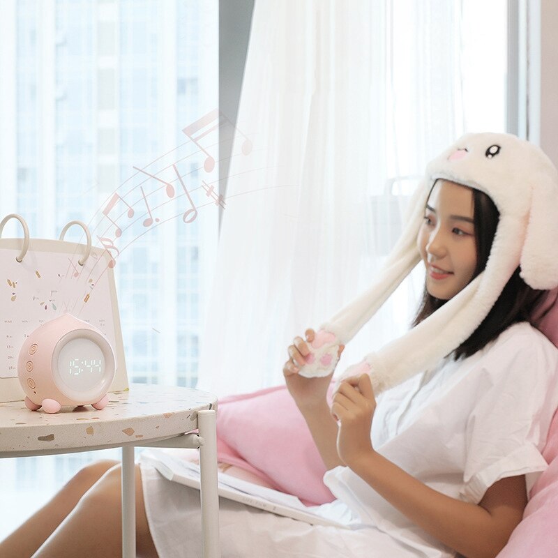 -Wake Up Light Kids Smart Alarm Clock Bluetooth Function 7 Colors Changing Bedroom Led Digital Display Table Clock