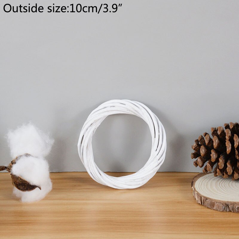 Support de cerceau en rotin blanc 35/25/20cm, pour artisanat, noël, mariage, pâques, couronne de fleurs florales, bricolage, support de cadre de fleurs séchées: 10 cm