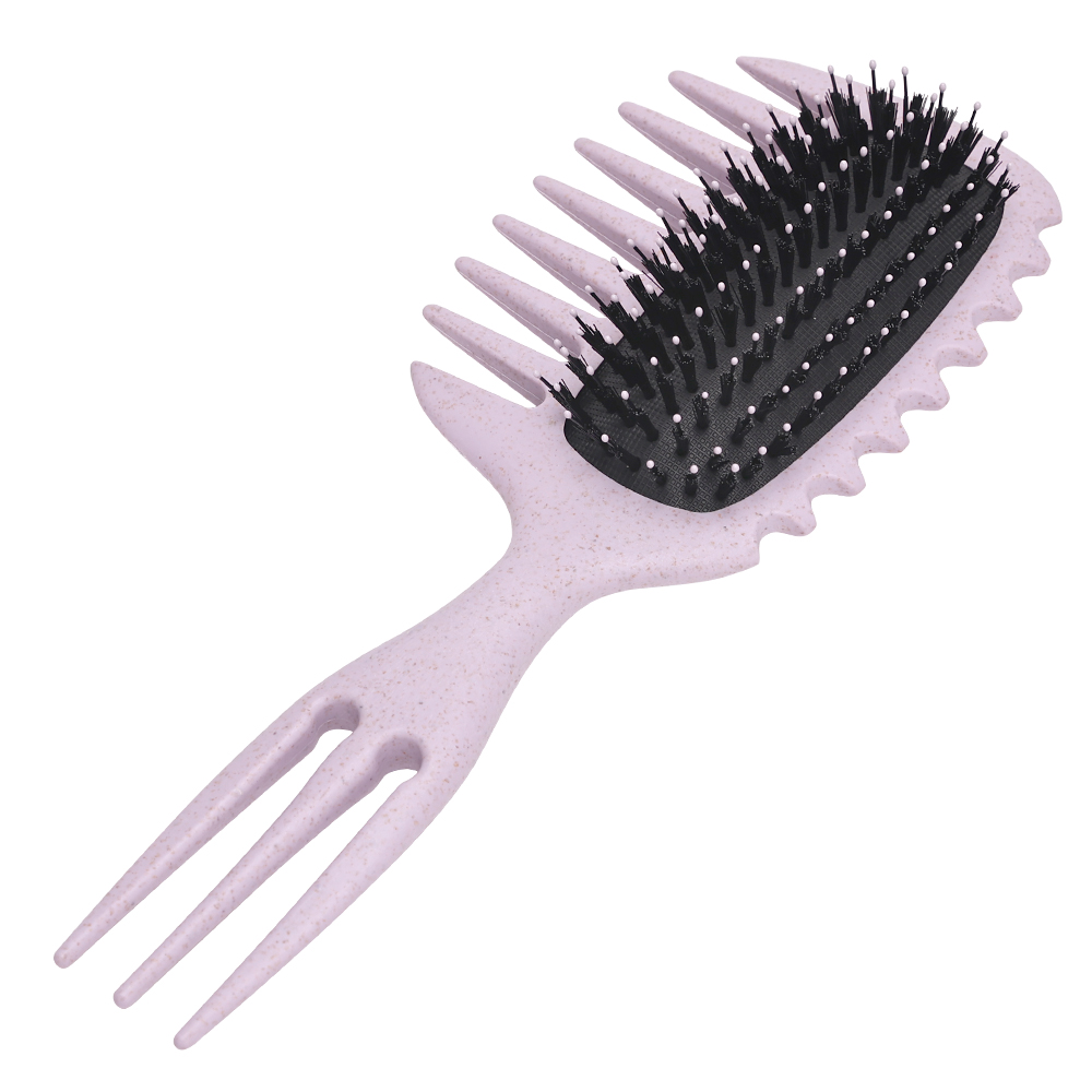 Peine antiestático, cepillo de estilismo para rizar, cepillo de masaje con cojín de aire de dientes anchos de 3 puntas para salón en casa, cabello rizado, uso en seco y húmedo: Morado
