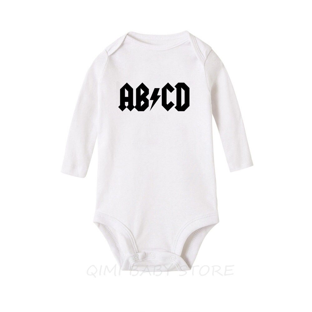 Baby langærmet sjov abcd brev print spædbarn tøj rock nyfødte dreng piger romper jumpsuit tøj outfits: 3m