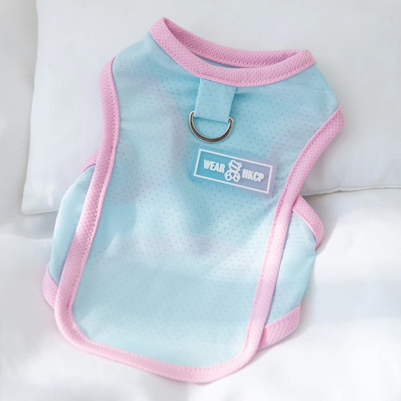 Dog Cooling Vest Thin Summer Dog T Shirt Dog Sunscreen Pet Dog Clothes with Buckle Bichon Breathable Mesh Puppy Costumes: XS / GRAY