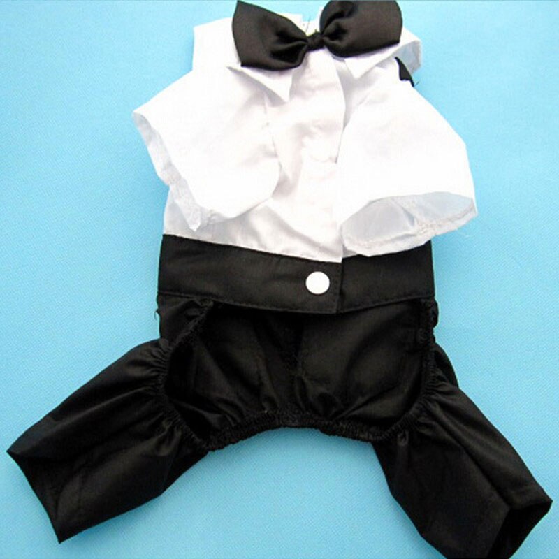 Gentleman Dog Clothes Bow Tie Tuxedo Pet Outfit Formal Shirt For Small Dogs Wedding Suit Halloween Christmas Clothes for Cats: XL