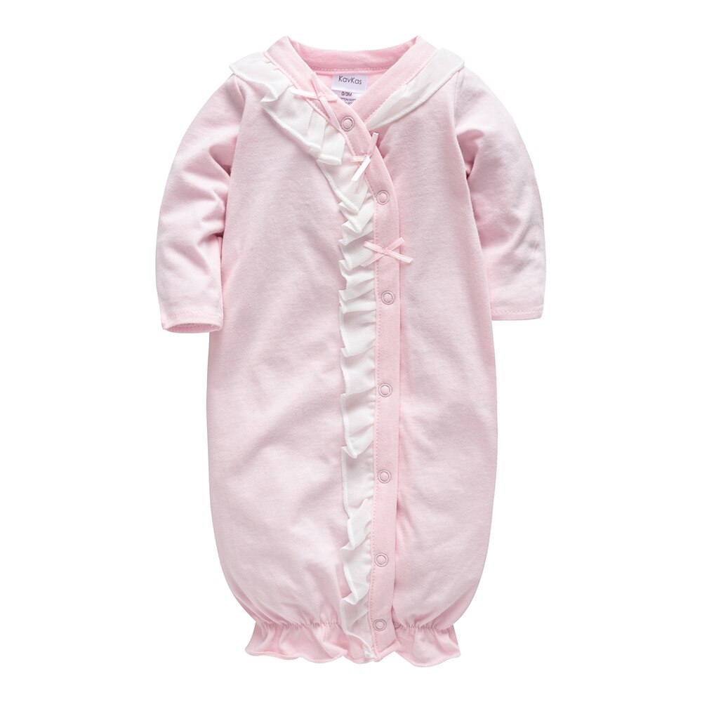 Kavkas baby pige romper lyserøde natkjoler 100%  bomuld langærmet blødt nyfødt tøj baby kostume jumpsuit: 3-6m