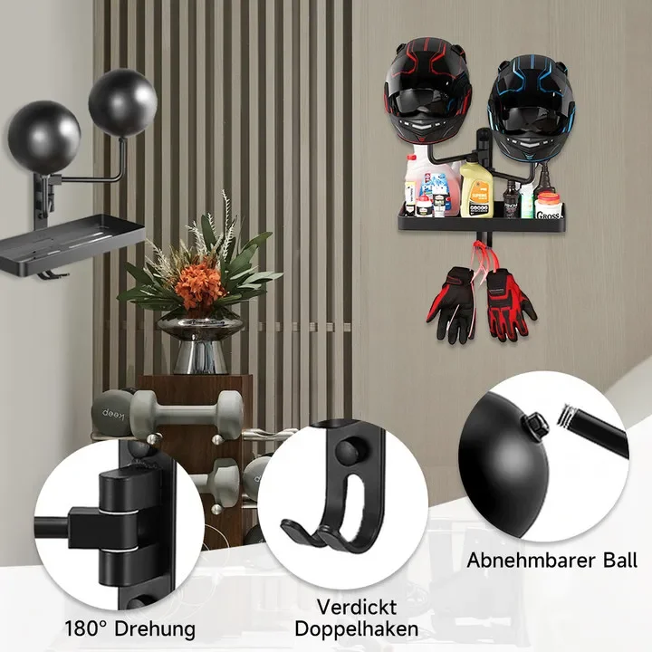 Support de casque de moto, présentoir pratique avec crochet, support de suspension pour chapeaux de volley-ball de Football, veste de casquettes