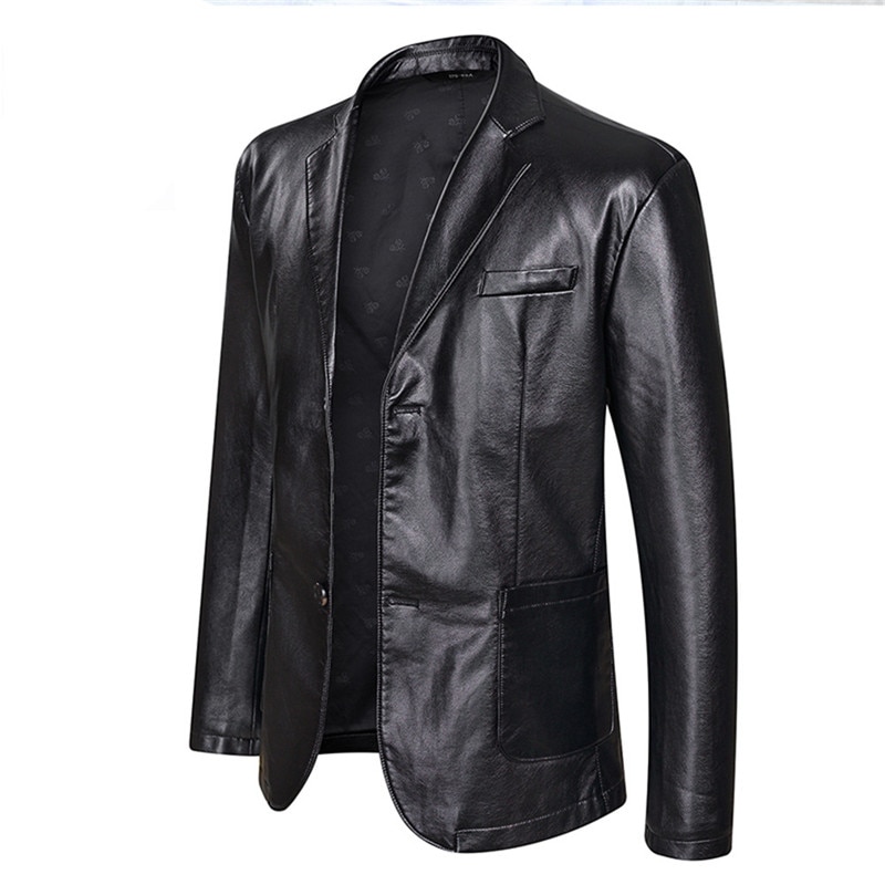 6xl 7xl #39 blazer til menn, motorsykkeljakke i imitert skinn pu-jakke uformelle forretningsklær (overdimensjonert pluss størrelse)
