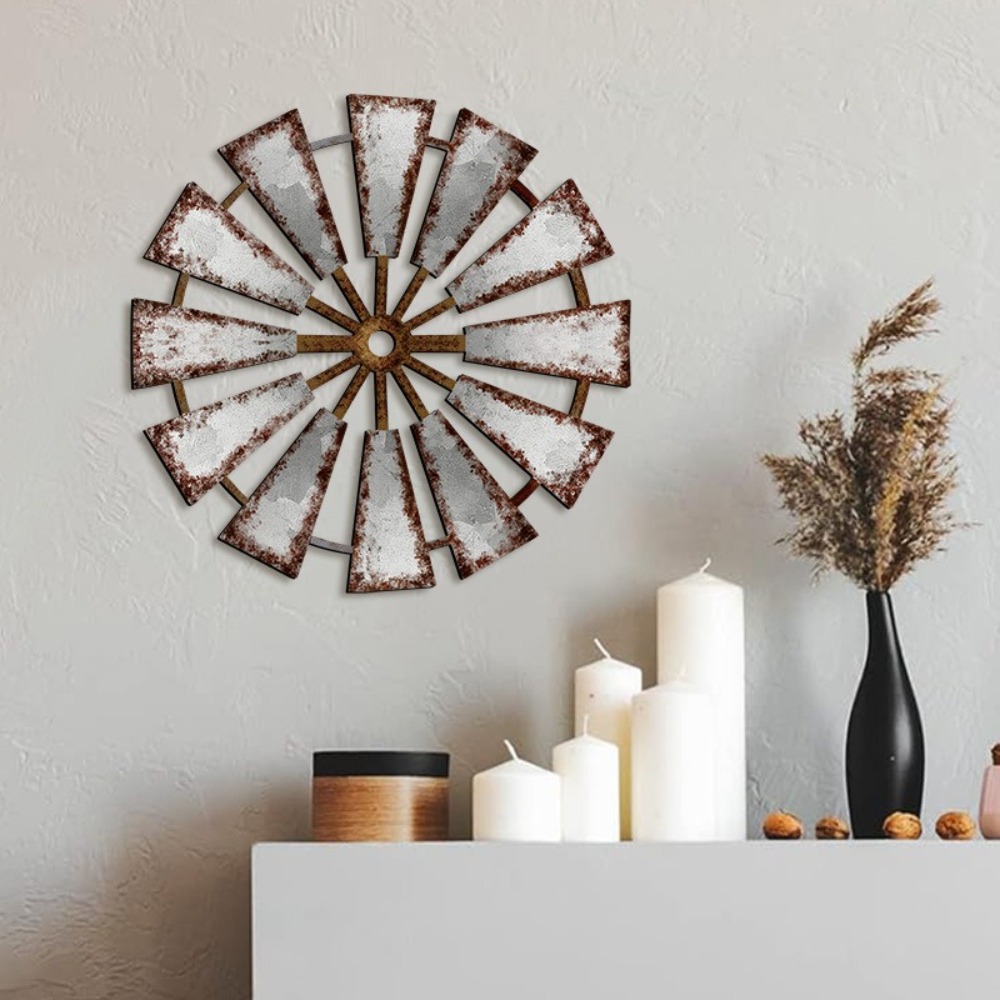 Molino de viento de madera Vintage, decoración de pared, tema campestre, molino de viento único, decoración del hogar, estilo rústico, colgante, arte de pared rústico, decoración de cocina