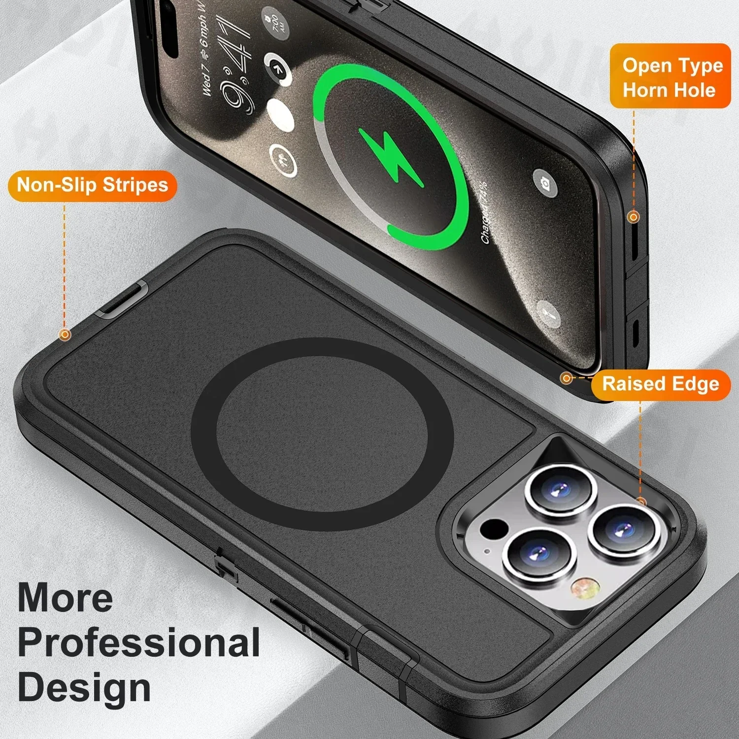 Otter Armor Defender Series Magsafe Case for IPhone 16 Pro Max 15 14 Plus Heavy Duty Shock Absorption Protective Silicone Rubber