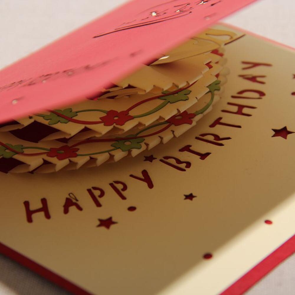 3D Pop-Up Cards Birthday Card for Girl Kids Wife Husband Birthday Cake Greeting Card Postcards Card Envelope Stickers