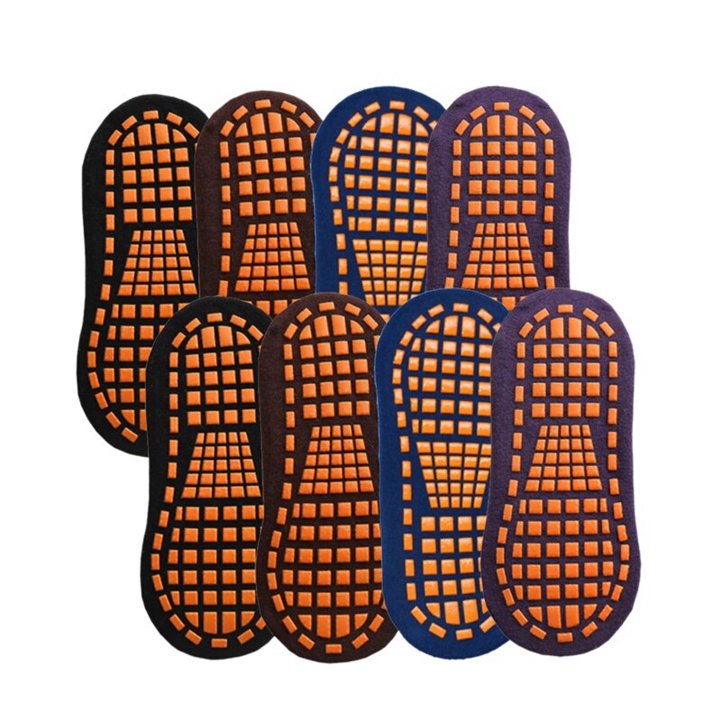 8 Pairs Trampoline Socks Grip Socks Non-Skid Indoor Silicone Rubber Bottom Cotton Socks Workout Athletic Socks: Default Title