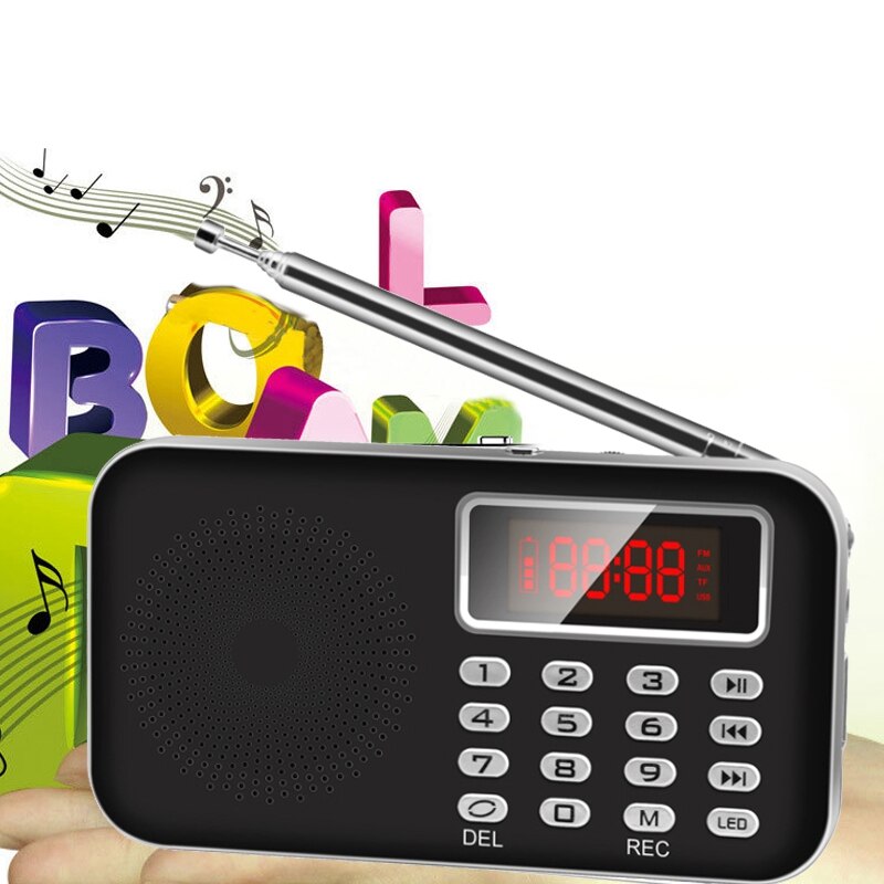 FM Radio Portatile Anziani Radio FM Schermo Digitale Multi-Funzione carta registratore