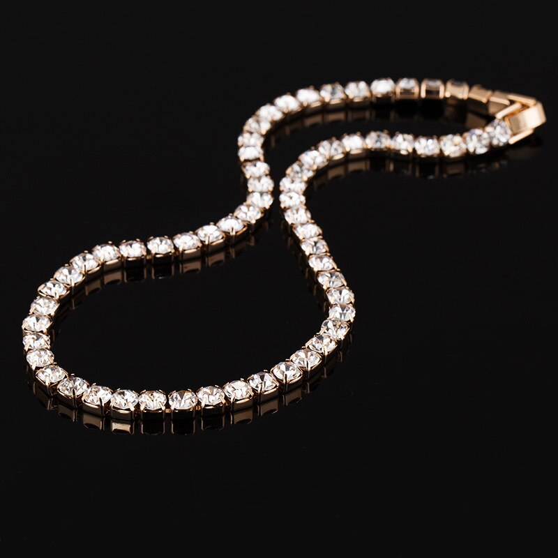 Collar de gargantilla de cristal a la treezy para mujer, collar de cadena con diamantes de imitación, de joyería para boda, collar de mujer: gold