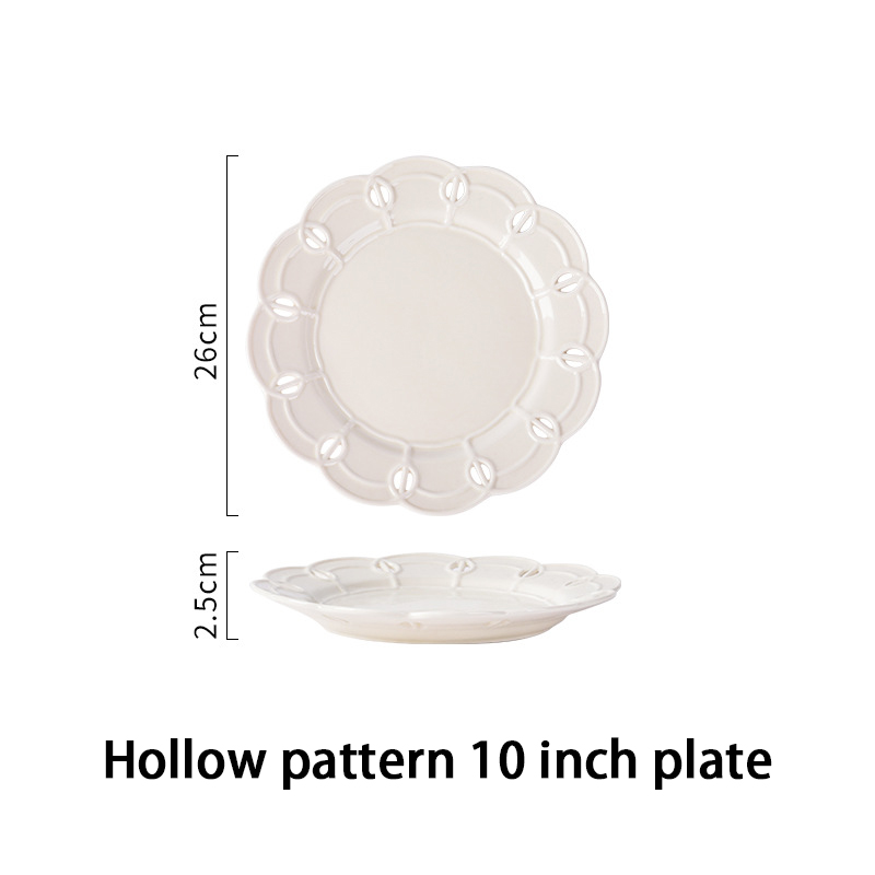 Dinner Set of Ceramic Dishes Plates for Food Full Ceramic Tableware Pattern French Serving Plate Ceramics Dish Complete: 10 inch cutout