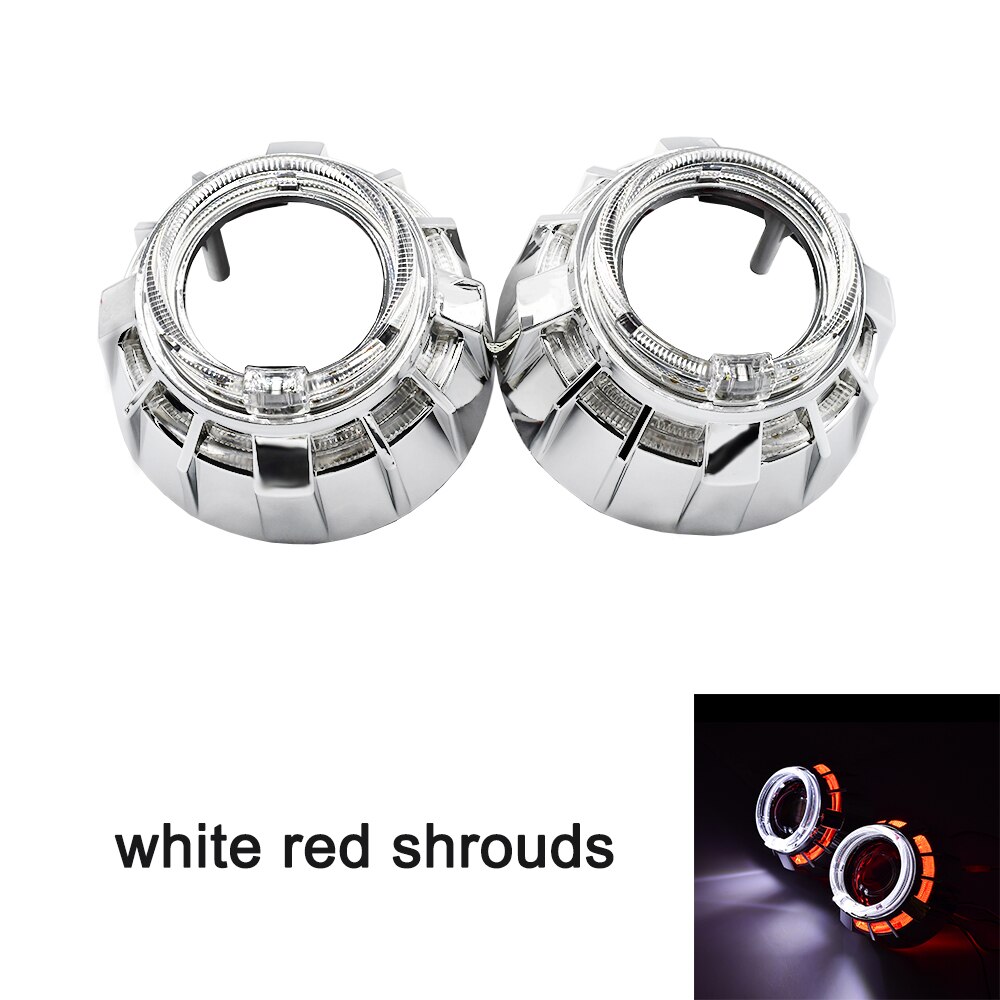 2,5 pulgadas honeycomb con revestimiento azul Bi xenon HID MINI lente del proyector H1 faro del coche H4 H7 anillo adaptador de la base de estilo de coche retrofit: only WR shrouds