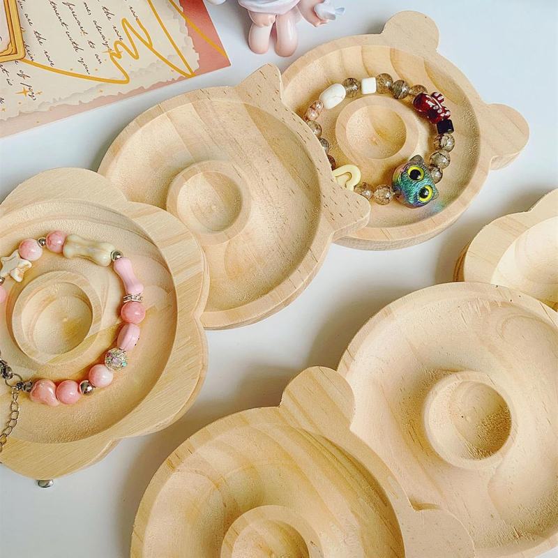 Naturlig træplade plade perlebakke smykker måleværktøj håndværk armbåndsstativ butik displayplade til bord perlearbejde tr