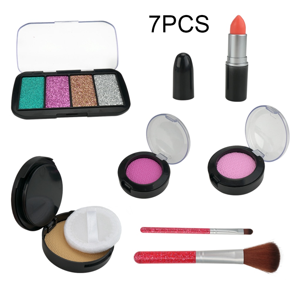 Mooie kleur make-up speelgoed make-up kwast blush 4 kleuren flitspoeder 7 stuks 10 stuks pak simulatie kleurrijk make-believe speelgoed: Geen cosmetische tas