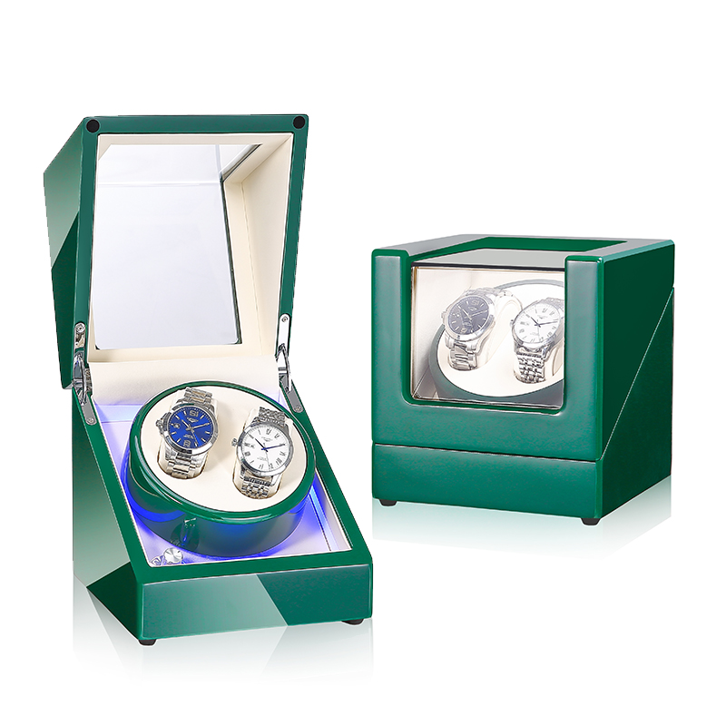 Devanadera de reloj mecánico con pantalla LED, soporte de caja de almacenamiento de joyería, agitador de Motor, rotador automático silencioso, 5 modos: Plata