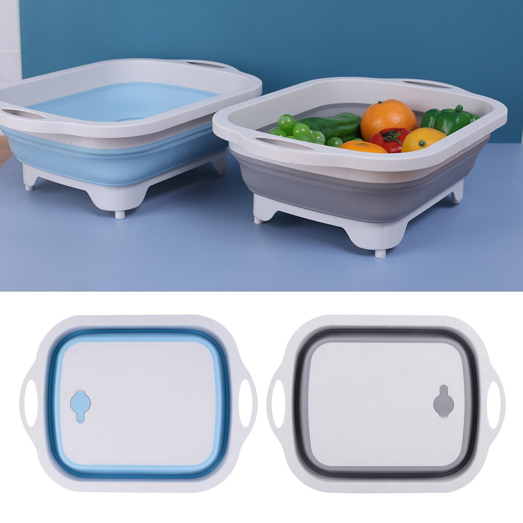 Bassin pliable Portable avec bouchon de vidange pour le lavage des légumes de fruits de cuisine