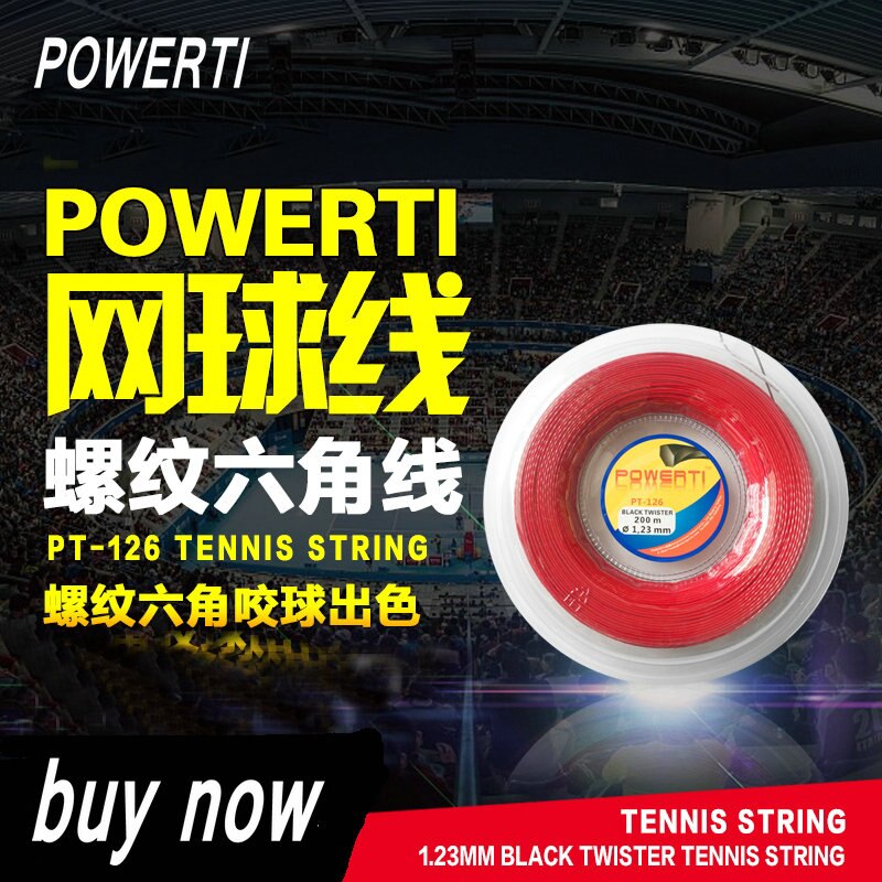 POWERTI twister Torsione 1.23mm Esagono Poliestere Racchetta Da tennis Stringa 200 m Bobina Durevole Sensazione Formazione Stringa PT-126