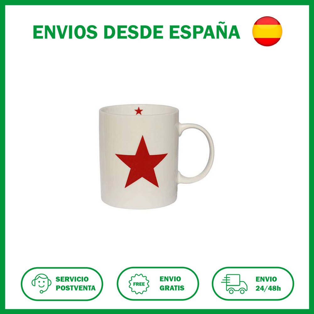 Taza de porcelana con estrella roja