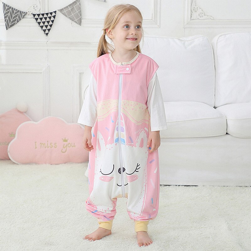 Camisola de flanela para bebês, roupa de dormir de desenho animado para meninas e meninos, macacão quente: Pink unicorn / L