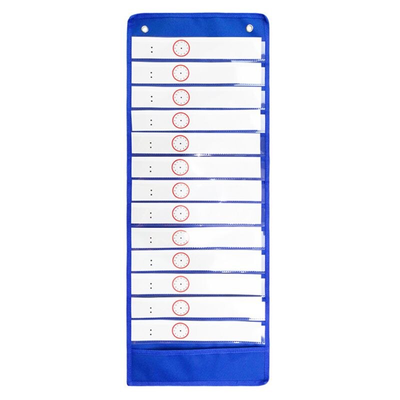 Classroom Pocket Chart 13+1 Pocket Daily Schedule Pocket Chart 26 Double-Sided Reusable Dry-Eraser Cards Educational Charts D5QC