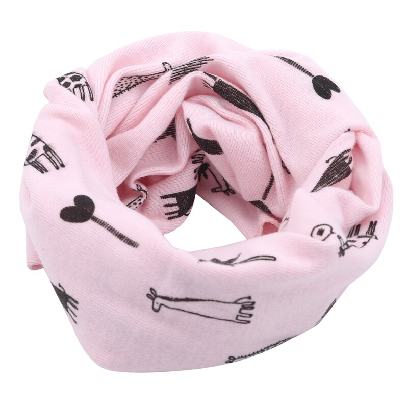 Winter Scaf Kids Boys Girls Cotton Multi Use Neck Cover Warm Scarf Hat Bandana Cute Print Cartoon Scarf Clothing Accessories: Pink giraffe