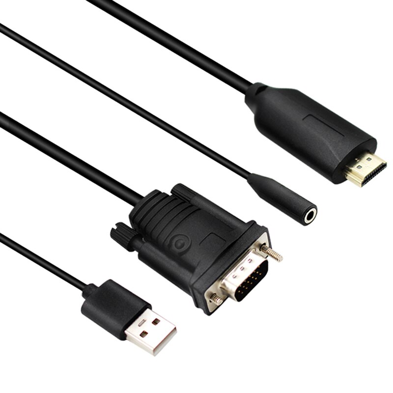 Hdmi Naar Vga Converter Met Kabel 1.8 Meter Digitaal Naar Analoog Signaal Met Usb En O