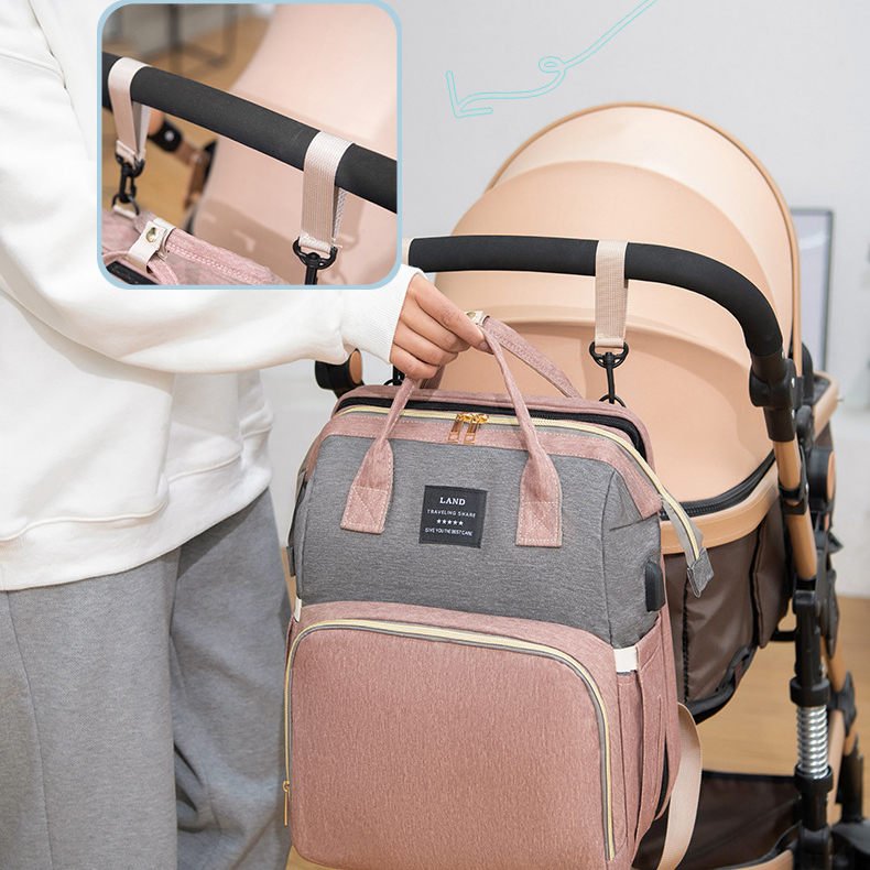 Folding Mommy Bag Lightweight Portable Folding Crib Bed Large-capacity Baby Backpack Female Mommy Outting Bag Bolsa Feminina DDJ