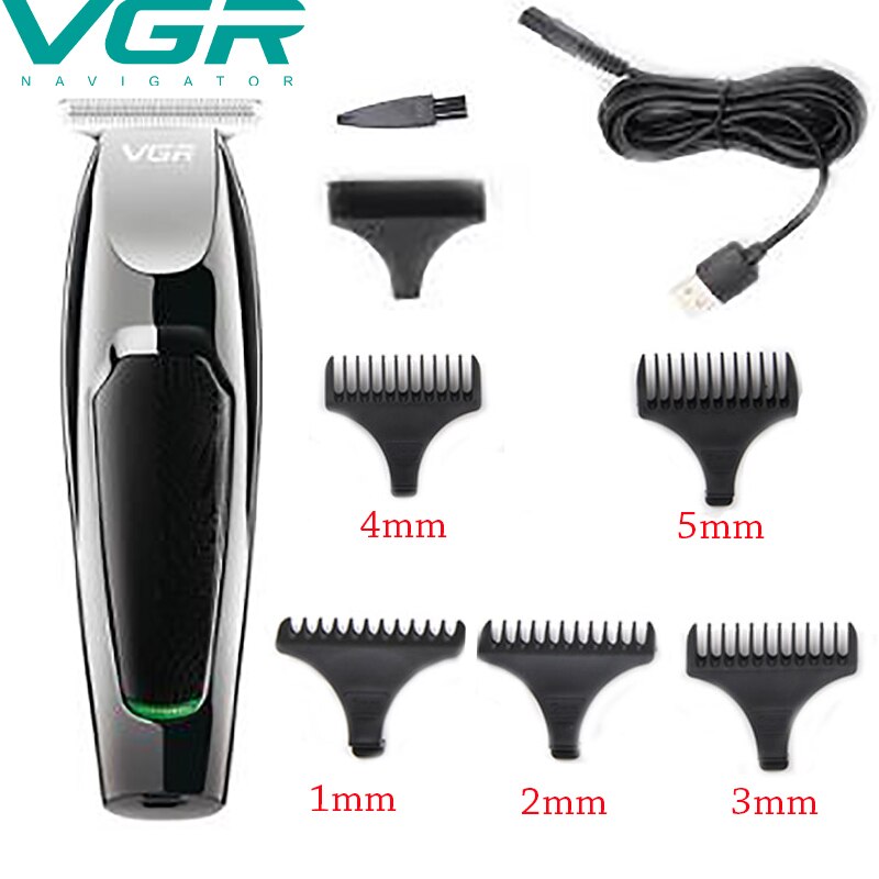 VGR V-030 Hair Clipper USB Rechargeable Cutting Machine Adjustable Steel Blade Clipper Trimmer Tool: without box