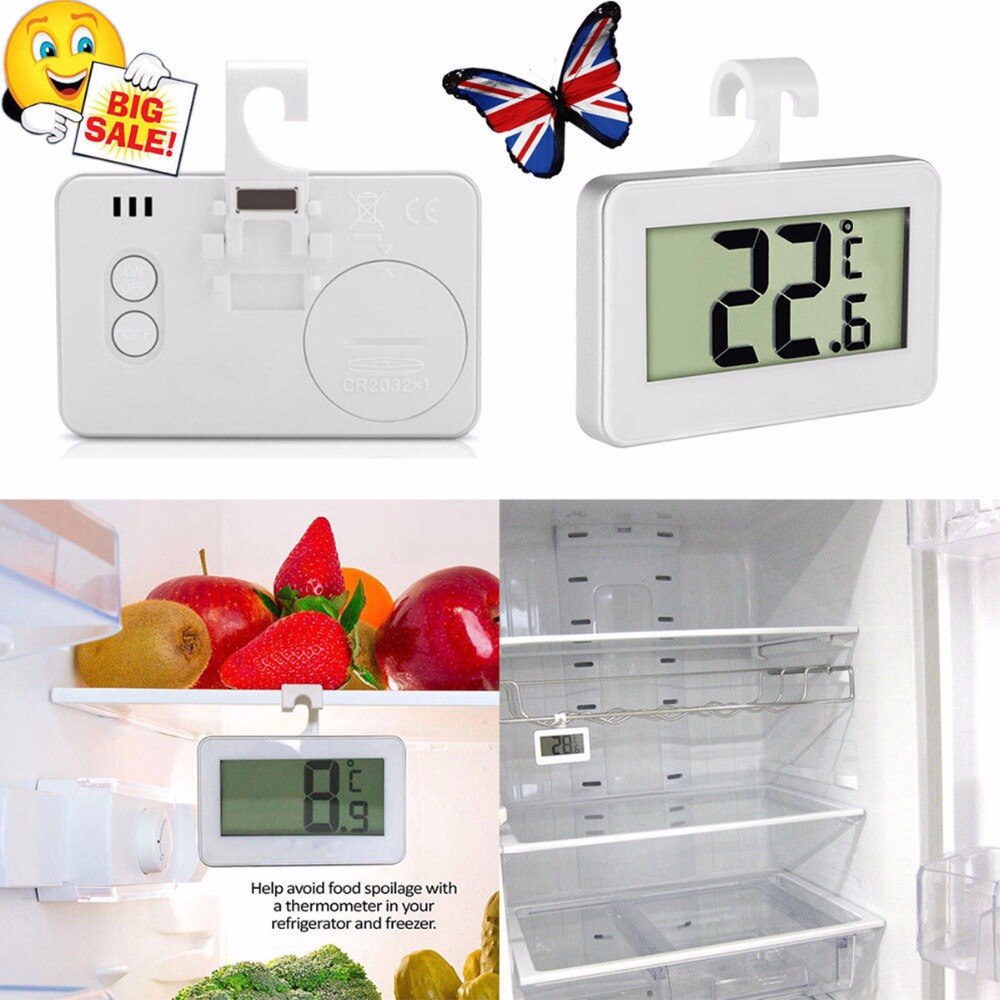 Ampio Display LCD Frigorifero Termometro Display Digitale Impermeabile Frigorifero Congelatore Gancio Appeso Magnete Del Basamento Attrezzo Della Cucina