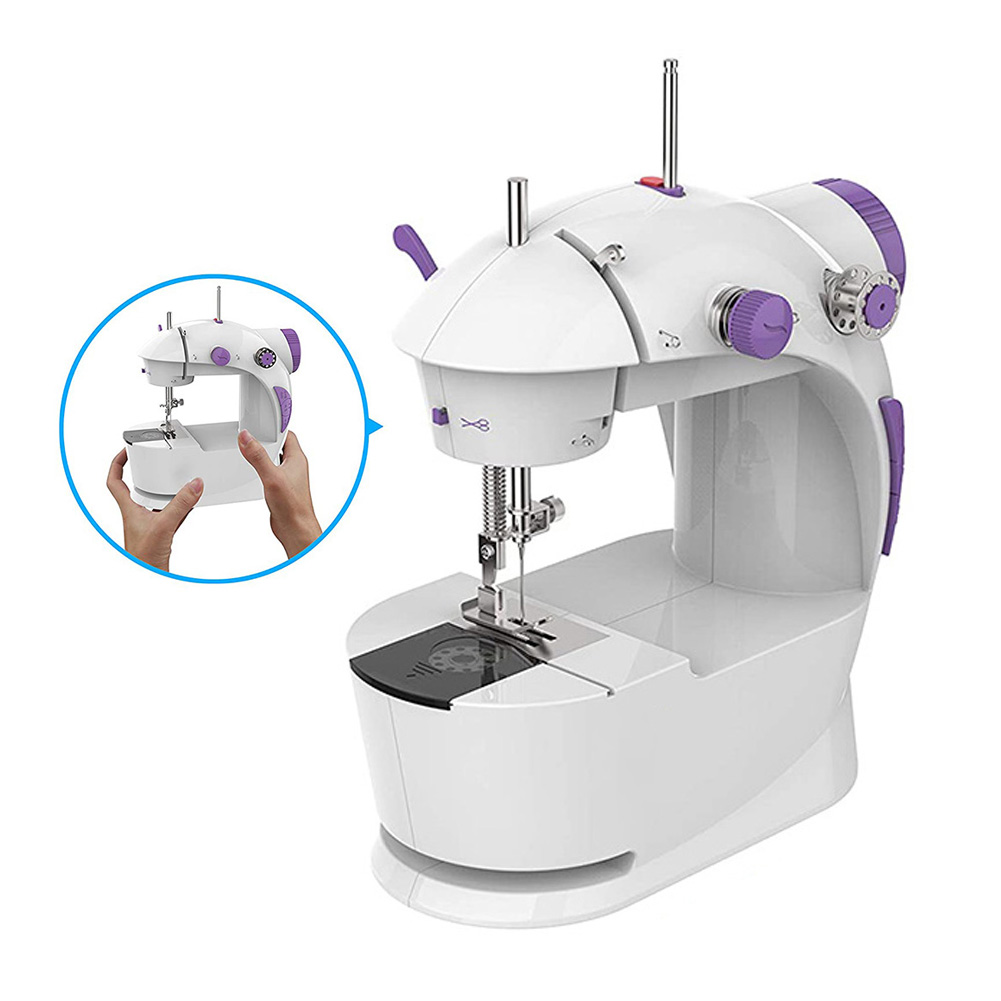 Mini Home Electric Stitching Embroidery Fabric Sewing Machine with LED Light With LED light, provide better using at night. safe