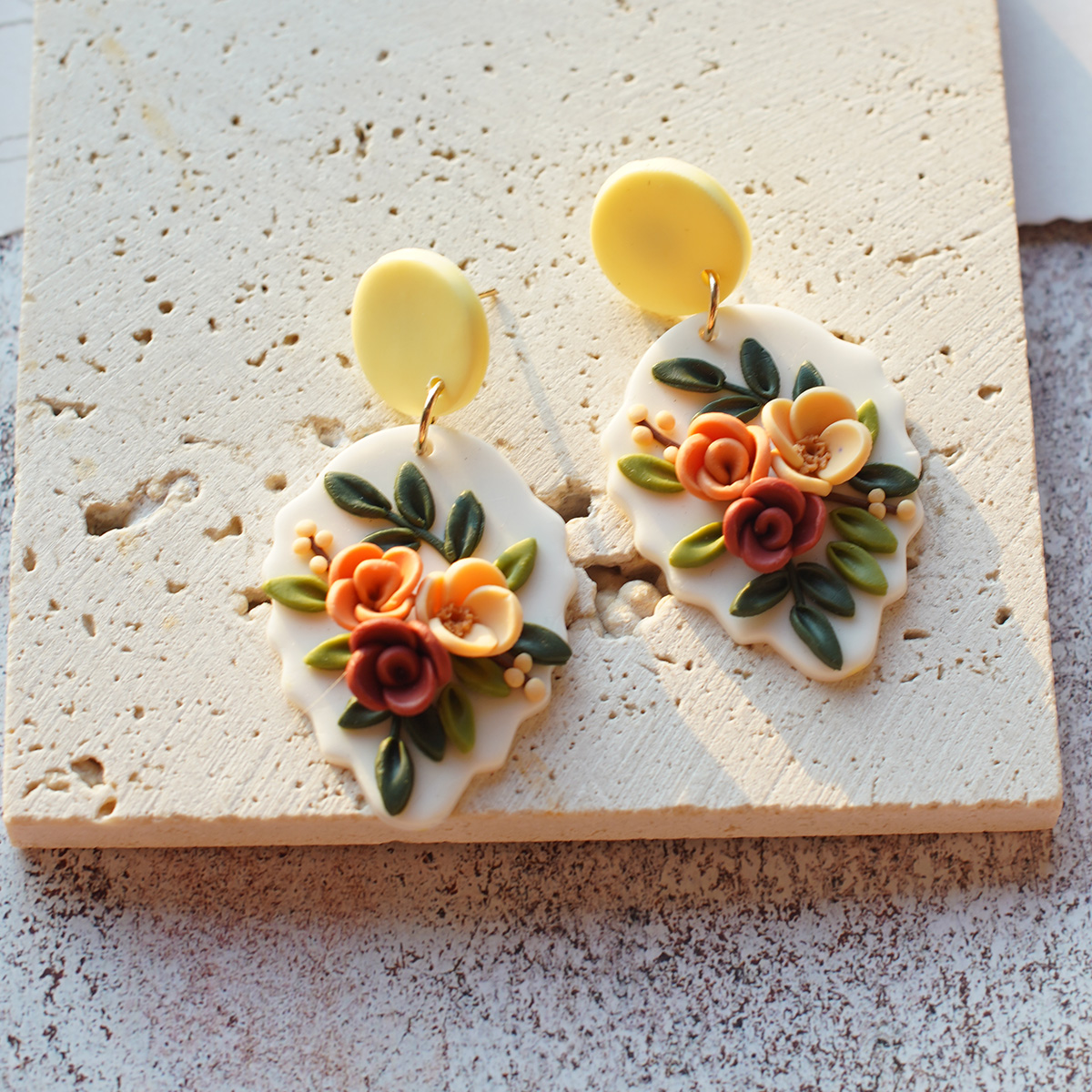 Moda alla moda Pasqua grappolo tropicale Fiori Nido d'uovo Multi forme Orecchini fatti a mano in argilla polimerica per accessori da donna Regalo: bronzo