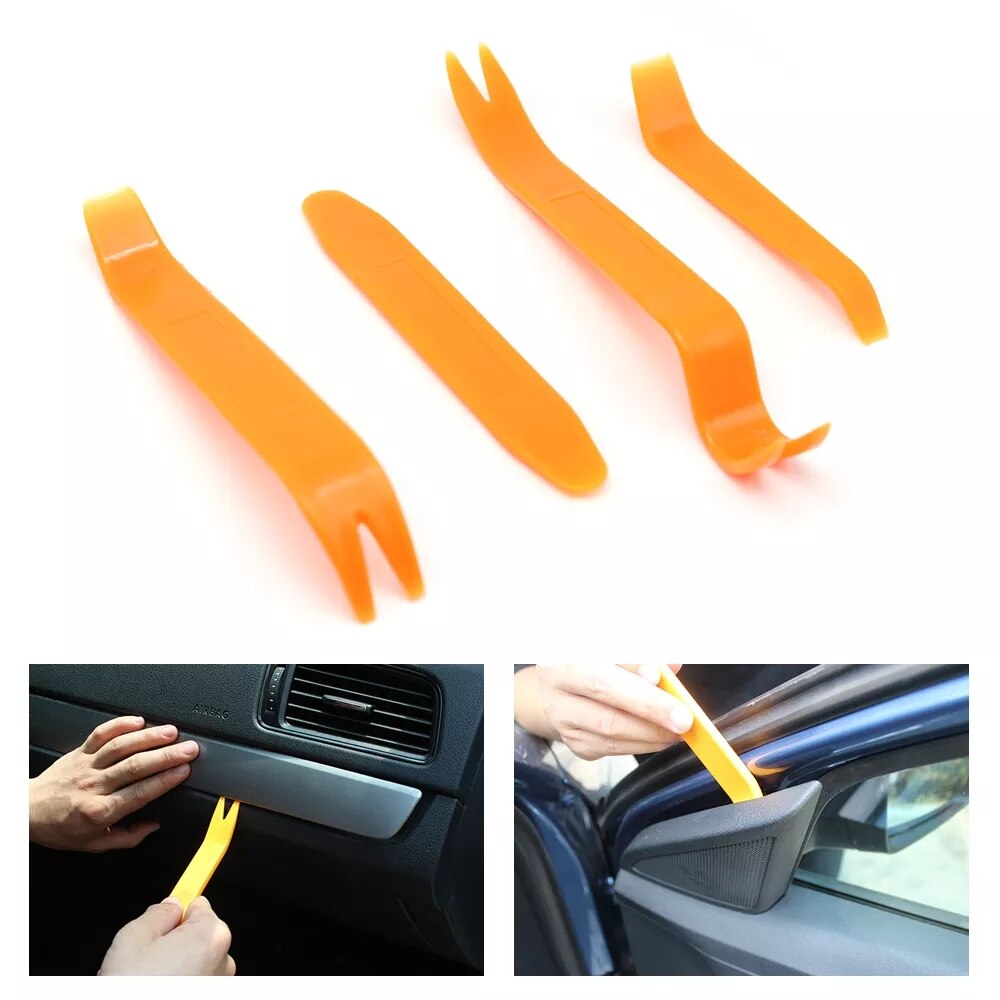 Astarturning 4-Piece Orange Car Radio Door Clip Panel Trim Dash Removal Pry Tool Set
