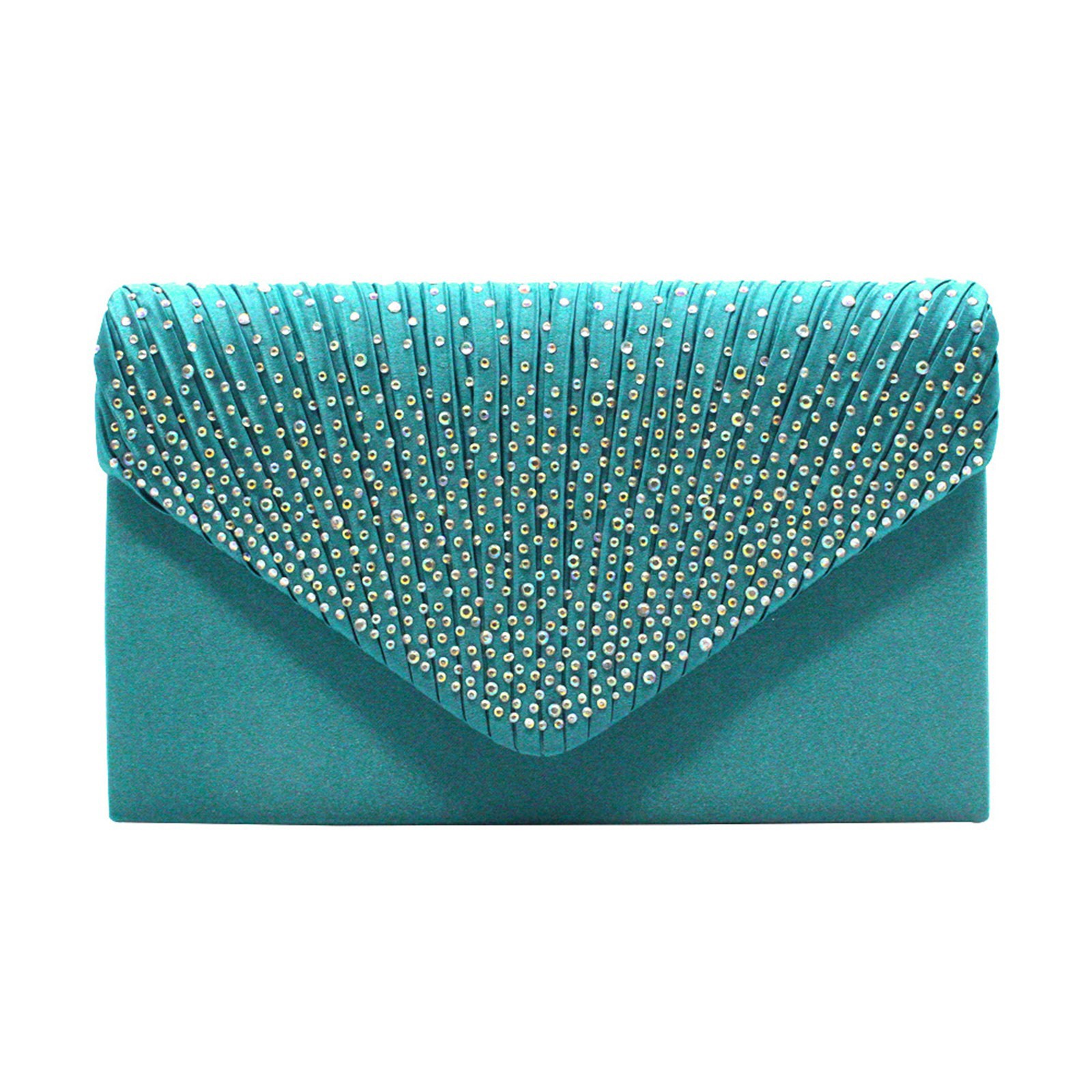 Bolsos de mano elegantes a la para mujer, bolso de hombro de satén con diamantes de imitación y cadena fina, vestido de y banquete, bolsos de noche a juego: Azul cielo