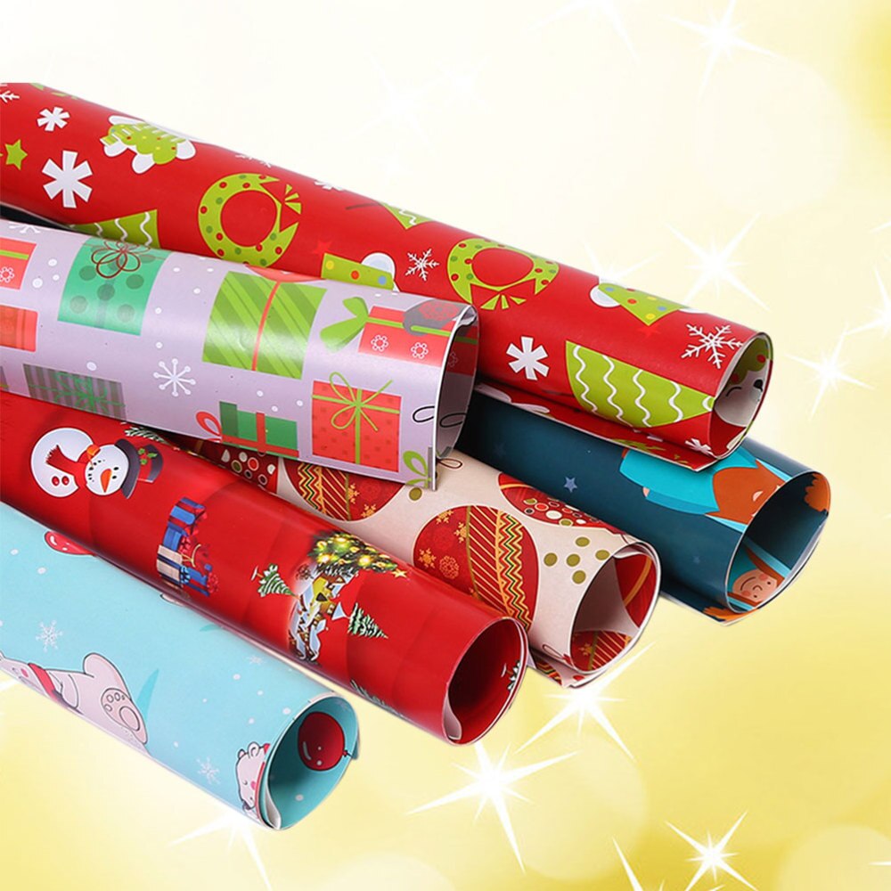 10pcs Xmas Beautiful Packaging Paper Cute Packing Paper Xmas Paper Roll Attractive for Girl Woman Lady
