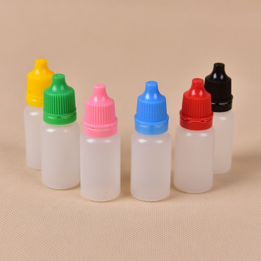 5pcs/lot 10ml Plastic Empty Plastic Squeezable Dropper Bottles Eye Liquid Droppers Childproof Cap Thin Tip Dropper Bottles