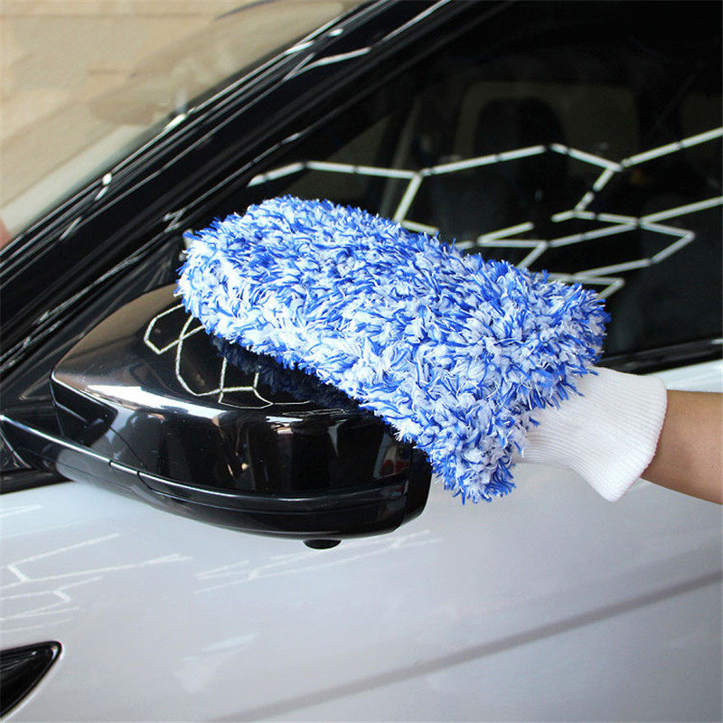 Mikrofiber bilvask handsker blød absorberende handske høj tæthed bil rengøring ultra blød let at tørre auto detaljering vaske mitt klud