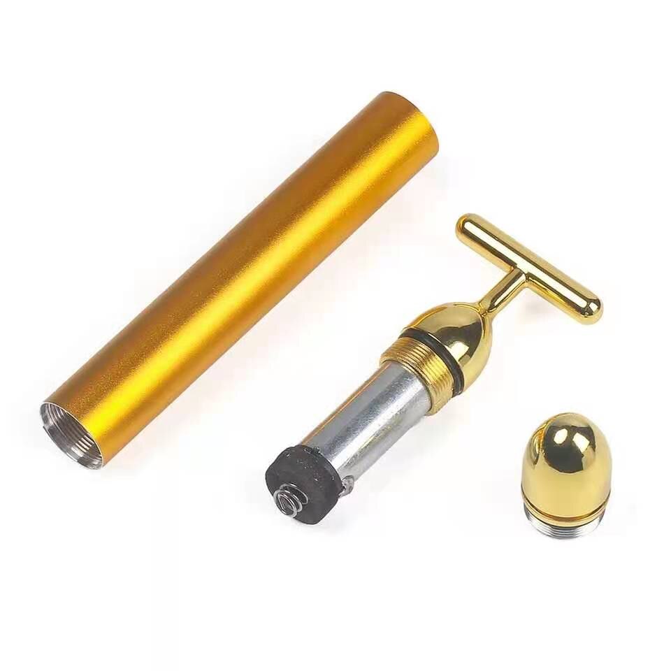 Masajeador facial con vibración de oro de 24 quilates, palo de belleza para delgazar, reafirmante de pulso, levantamiento y estiramiento de arrugas faciales