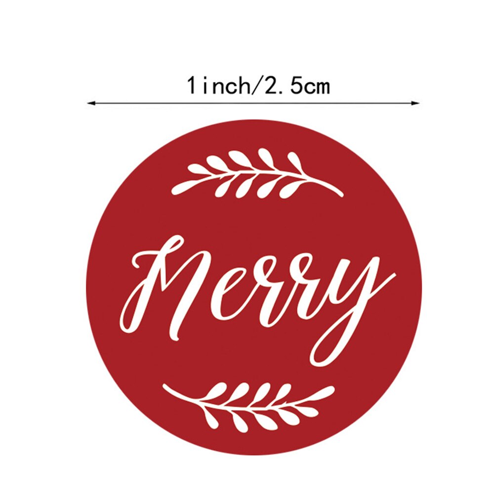 500Pcs/Roll 2.5Cm Gedessineerde Kerst Stickers Ronde Envelop Kaarten Pakket Seal Labels