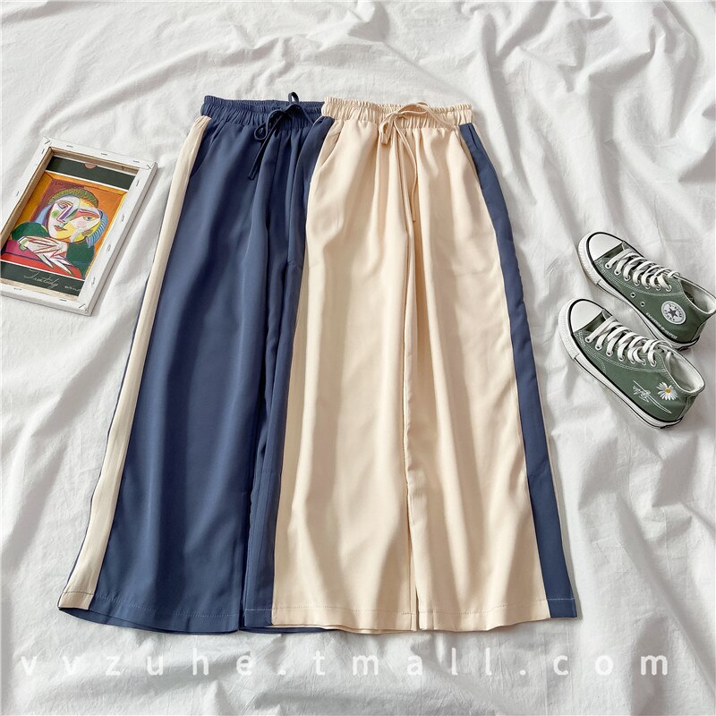 Sleep Bottoms Women Pajama Pants Patchwork Paneled Baggy Cozy Elasticity Ins Sleepwear Wide Leg Trousers Harajuku Comfortable