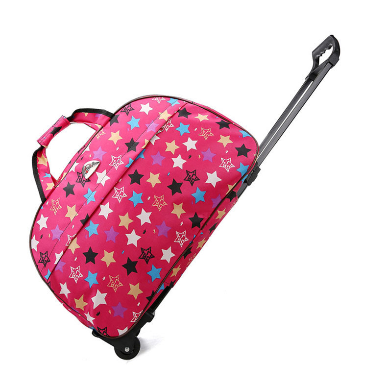 Große Kapazität Reise Trolley Taschen Frauen Männer Rollen Tasche Oxford Wasserdichte Roll Gepäck Koffer Reisetasche Mit Rädern: Elfenbein