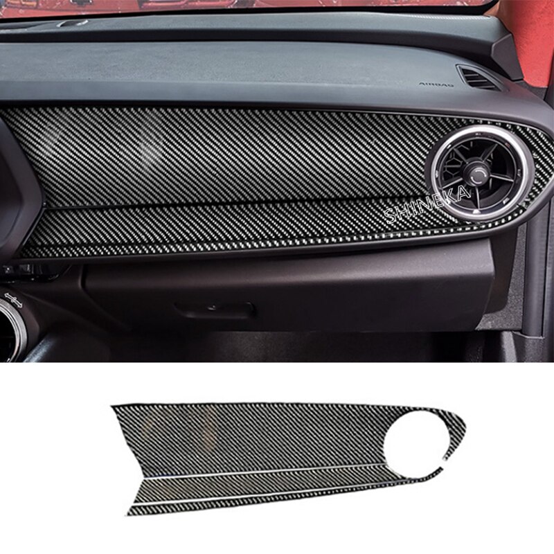 Shineka interiörlister för chevrolet camaro tillbehör kolfiber bil instrumentbräda ramskydd för camaro: Copilot kåpa