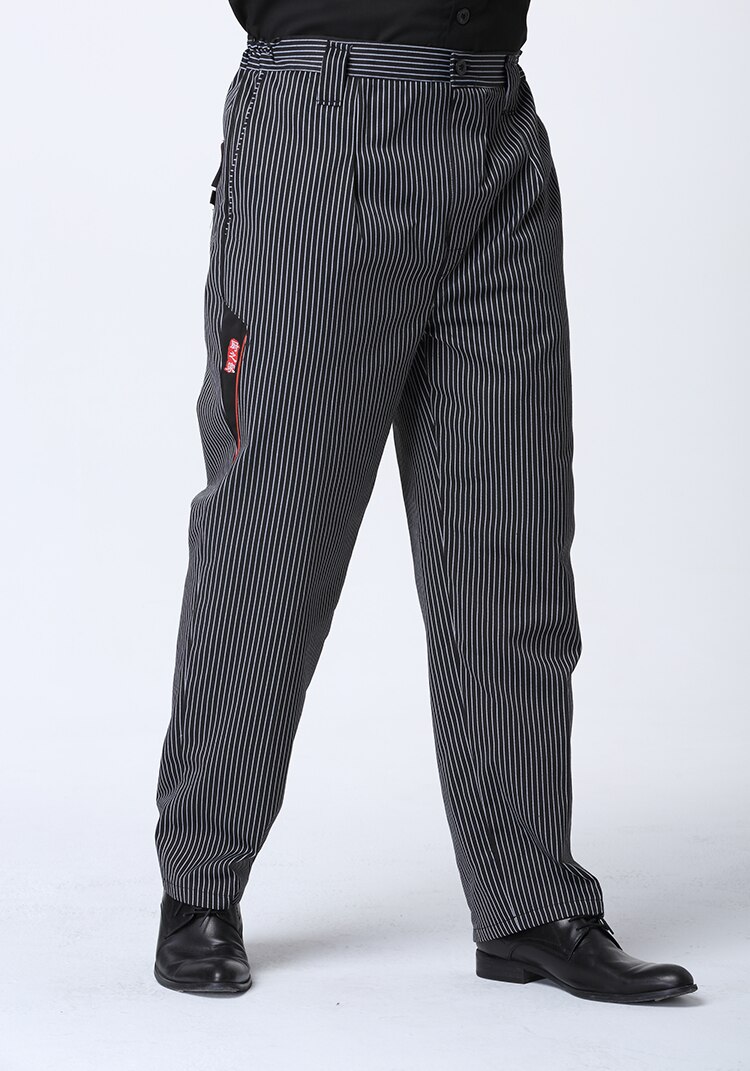 unisex Koch hosen Restaurant Uniform Koch Schlauch grau gestreiften Elastische arbeitskleidung für männer Zebra hosen kochen kostüm: grau / XXXL