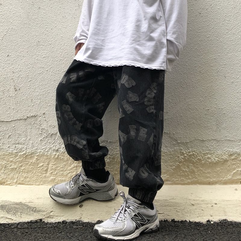 Jean à jambes larges pour femmes, pantalon de printemps avec Graffiti, ample, de , Hip-hop, populaire