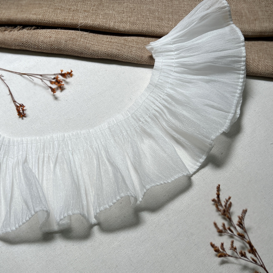 2/3/5 yards/lot 10 cm Dunne Zachte Abrikoos/Wit Kant Trim Ruche Kant voor jurk Zoom Applique SC322: WIT / L